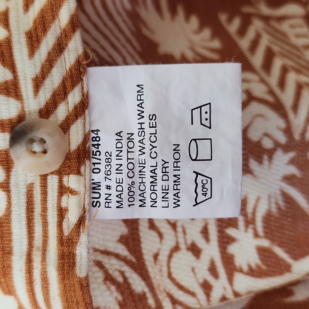 Timberland Hawaiian print button up shirt light orange brown large - Picture 7 of 9